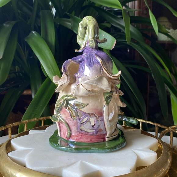 Heather Goldminc Fairy House Tea Light Candle Holder - 2001 Blue Sky Clayworks - Picture 3 of 11